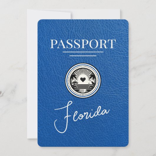Royal Blue Florida Passport Bewaar de datum Save The Date (Voorkant)