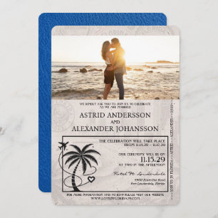 Royal Blue Florida Passport Wedding Invitation Kaart