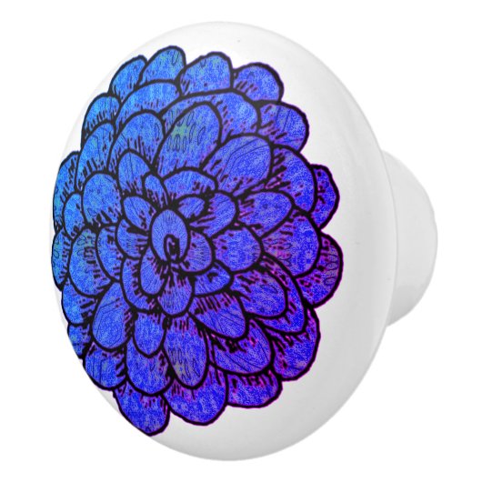 Royal Blue Flower Keramische Knop (Rechts)