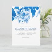 Royal Blue Flower Wedding Invitations Kaart (Staand voorkant)