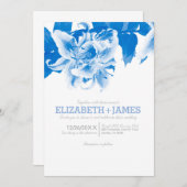 Royal Blue Flower Wedding Invitations Kaart (Voorkant / Achterkant)