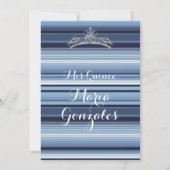 Royal Blue Flowers Gold Quinceanera Uitnodiging (Achterkant)