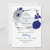 Royal Blue Flowers Silver geometrisch lijst Kaart (Voorkant)