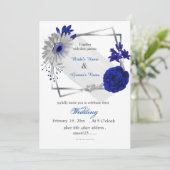 Royal Blue Flowers Silver geometrisch lijst Kaart (Staand voorkant)