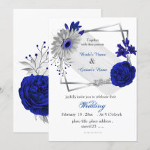 Royal Blue Flowers Silver geometrisch lijst