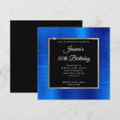 Royal Blue Folie Gold en Black 50th Birthday Kaart (Voorkant / Achterkant)