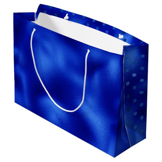 Royal Blue Folie Hanukkah Large Gift Bag Groot Cadeauzakje (Achterkant Gekanteld)