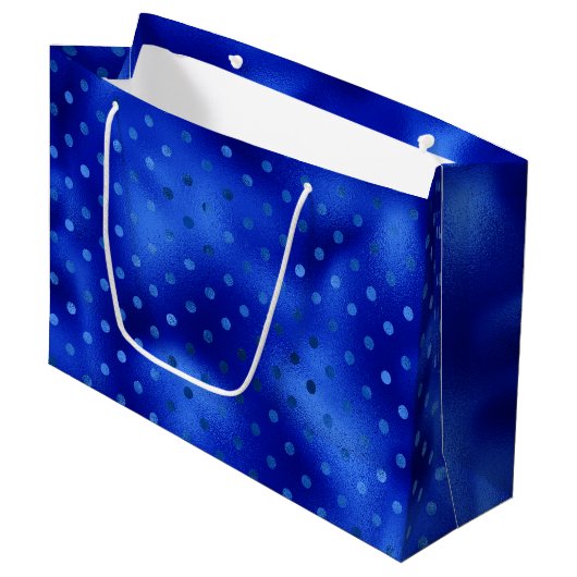Royal Blue Folie Hanukkah Large Gift Bag Groot Cadeauzakje (Voorkant Gekanteld)