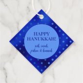 Royal Blue Folie Polka Dot Hanukkah Bedankjes Labels (Achterkant)