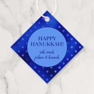 Royal Blue Folie Polka Dot Hanukkah Bedankjes Labels