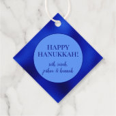 Royal Blue Folie Polka Dot Hanukkah gepersonalisee Bedankjes Labels (Achterkant)