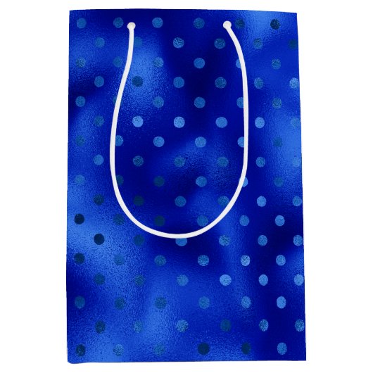 Royal Blue Folie Polka Dot Hanukkah Medium Gift Ba Cadeauzakje (Voorkant)