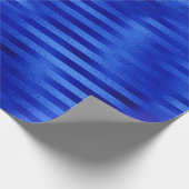Royal Blue Folie Striped Hanukkah Cadeaupapier (Hoek)