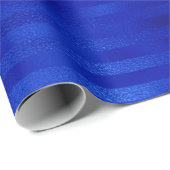 Royal Blue Folie Striped Hanukkah Cadeaupapier (Rol Hoek)