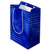 Royal Blue Folie Striped Hanukkah Medium Cadeauzakje (Achterkant Gekanteld)