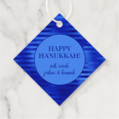 Royal Blue Folie Striped Hanukkah Personalized Bedankjes Labels (Achterkant)