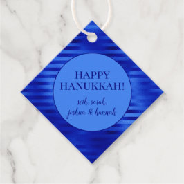 Royal Blue Folie Striped Hanukkah Personalized Bedankjes Labels
