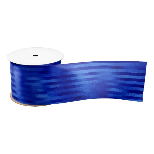 Royal Blue Folie Striped Hanukkah Satin Ribbon Satijnen Lint (Spoel)