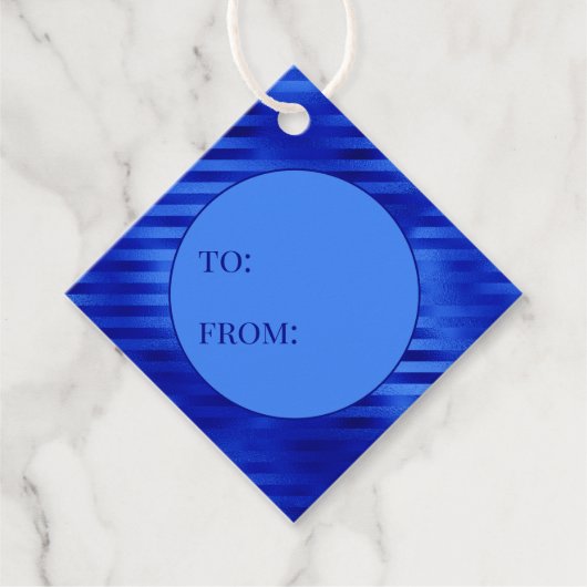 Royal Blue Folie Striped to from Hanukkah Bedankjes Labels (Voorkant)