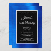 Royal Blue Folie zwart en wit 40ste verjaardag Kaart (Voorkant / Achterkant)