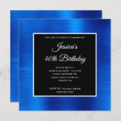 Royal Blue Folie zwart en wit 40ste verjaardag Kaart (Voorkant / Achterkant)