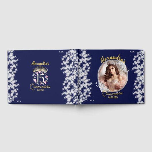 Royal Blue Foto  Boho Quinceañera Spaans Gastenboek (Volledig)