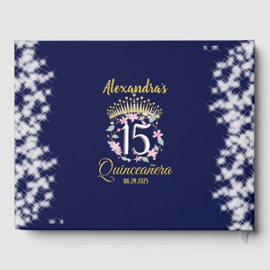 Royal Blue Foto  Boho Quinceañera Spaans Gastenboek (Achterkant)