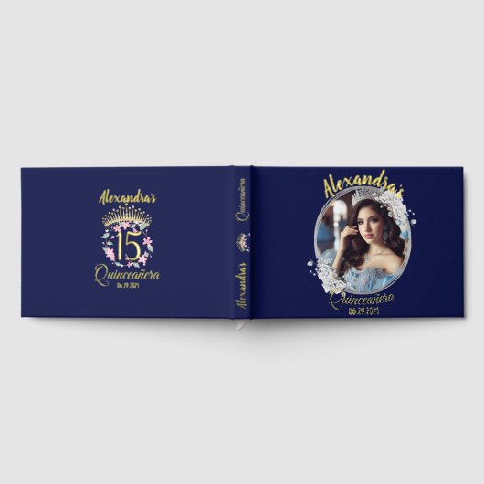 Royal Blue Foto  Boho Quinceañera Spaans Gastenboek (Volledig)
