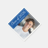 Royal Blue Foto Geslaagdfeest Klas van 2026 Servetten (Hoek)