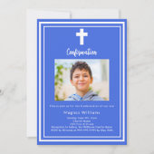 Royal blue foto jongen Bevestiging Kaart (Voorkant)