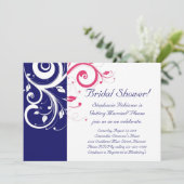 Royal Blue, Fuchsia and White Swirl Vrijgezellenfe Kaart (Staand voorkant)