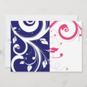 Royal Blue, Fuchsia and White Swirl Vrijgezellenfe Kaart (Achterkant)