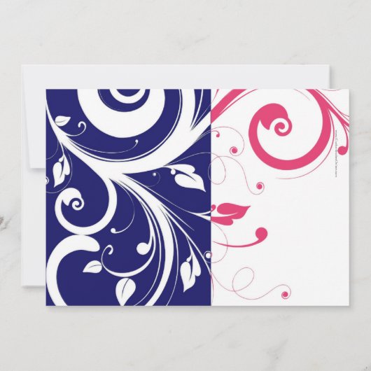 Royal Blue, Fuchsia and White Swirl Vrijgezellenfe Kaart (Achterkant)