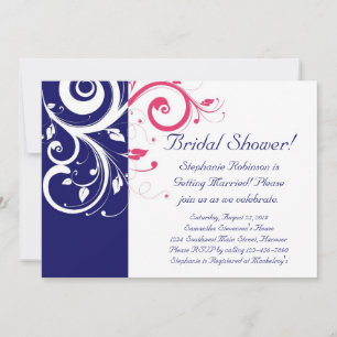 Royal Blue, Fuchsia and White Swirl Vrijgezellenfe Kaart