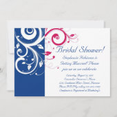 Royal Blue, Fuchsia and White Swirl Vrijgezellenfe Kaart (Voorkant)
