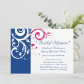 Royal Blue, Fuchsia and White Swirl Vrijgezellenfe Kaart (Staand voorkant)