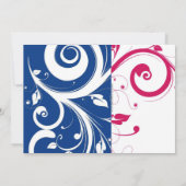 Royal Blue, Fuchsia and White Swirl Vrijgezellenfe Kaart (Achterkant)