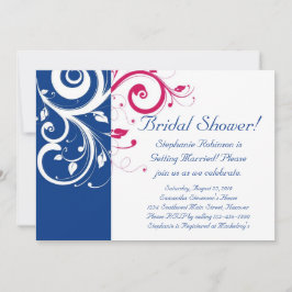 Royal Blue, Fuchsia and White Swirl Vrijgezellenfe Kaart