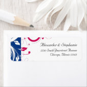 Royal Blue/Fuchsia Swirl bruiloft Etiket (Insitu)