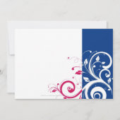 Royal Blue/Fuchsia Swirl bruiloft Kaart (Achterkant)