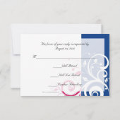 Royal Blue/Fuchsia Swirl Bruiloft RSVP Antwoord (Achterkant)