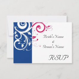 Royal Blue/Fuchsia Swirl Bruiloft RSVP Antwoord