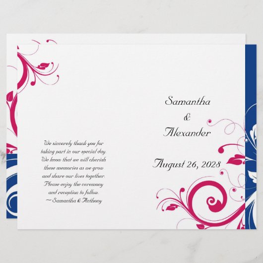 Royal Blue/Fuchsia Swirl Foldable Programme (Voorkant / Achterkant)