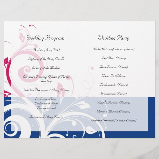 Royal Blue/Fuchsia Swirl Foldable Programme (Achterkant)