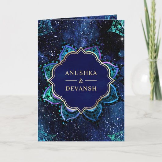 Royal Blue Galaxy Mandala QR Code Indian Wedding (Voorkant)