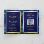 Royal Blue Galaxy Mandala QR Code Indian Wedding (Binnen)