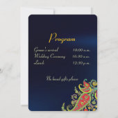 Royal Blue Ganesh Floral Paisley Hindu Wedding Kaart (Achterkant)