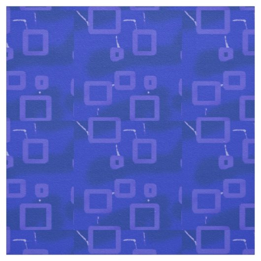 Royal Blue Geometric Circuit Fabric Stof (Swatch)