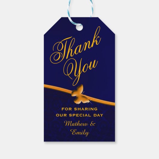 Royal Blue gepersonaliseerd dank u bruiloft gunst Cadeaulabel (Achterkant)