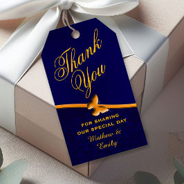 Royal Blue gepersonaliseerd dank u bruiloft gunst Cadeaulabel